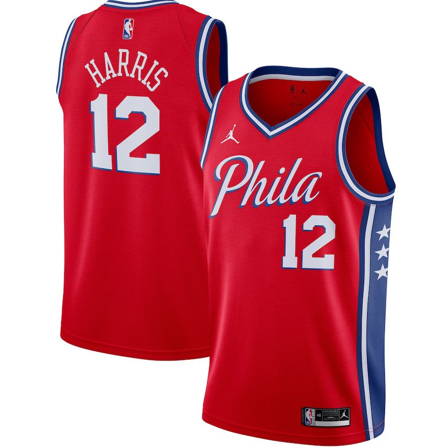 Men Philadelphia 76ers 12 Tobias Harris Jordan Brand Red Swingman NBA Jersey